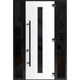 thumbnail image 2 of Front Exterior Prehung Steel Door / Ronex 1055 Teak / 2 Side Exterior Windows Sidelites/ Entry Metal Modern Painted W16+36+16x96 Left-hand, 2 of 5