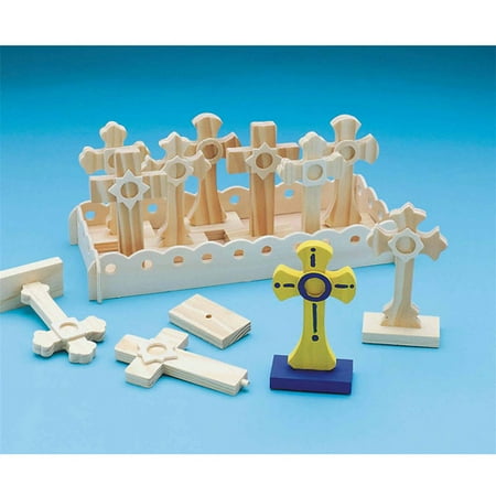 Wooden Cross Designs - Unfinished Wooden Cross Set, Set of 12,