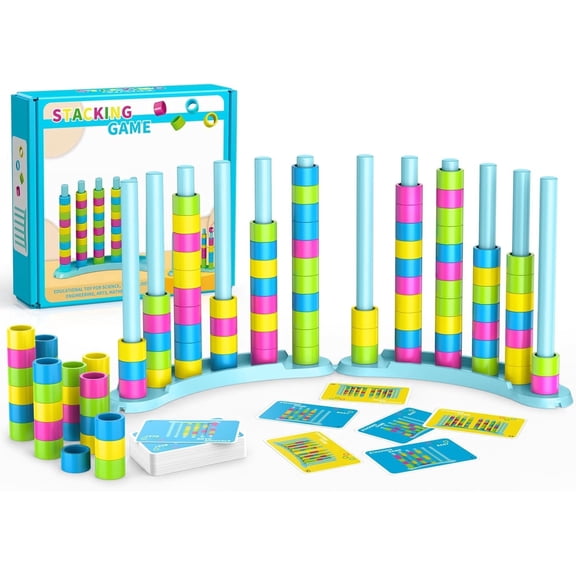 Color Matching Challenge Game 2 Pack , Fast Pattern Stacking Games With 2-4 Players, Fun Family Board Puzzle Game For Kids & Adults, Birthday Easter Christmas Party Gifts For Boy & Girls & Adults