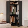 thumbnail image 2 of Homieasy Corner Closet System with Shelves, 34’’ Closet Organizer System with Hanging Rods, Wood Walk-in Closets for Corner Small Space,Freestanding Corner Tower, L Shaped Garment Rack, Black, 2 of 7