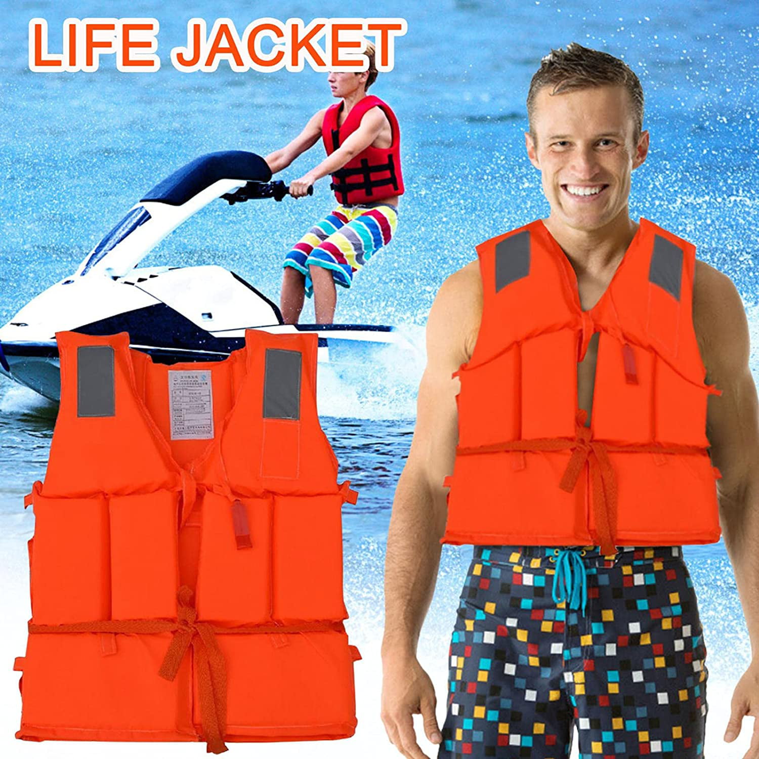 Buoyancy Vest Life Jackets for Adults Swmming Sea Bath Boat Fishing Personal Aid Jacket for Women Men S-XXXL Plus Size Whistle for Children & Adults Drifting 