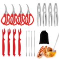 thumbnail image 1 of EIMELI 17Pcs Professional Seafood Tools Set Ergonomic Nut Cracker Set Including 4 Crab Crackers 4 Crab Forks/Picks 4 Seafood Scissors 4 Lobster Shellers for Dishwasher Safe, 1 of 9
