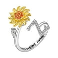 thumbnail image 1 of Censtreet Silver Fidget Rings, Adjustable Open Cubic Zirconia Sunflower Ring, Spinning Anxiety Rotating Finger Ring, Crystal Rhinestone Jewelry Gifts for Women, 1 of 8