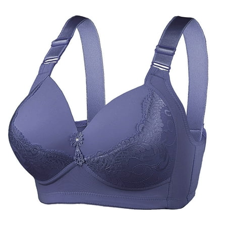 Up To 50% Off EDHITNR Bra Packs For Women  Women s Plus Size Bra Casual Sexy Lace Front Button Shaping Cup Shoulder Strap Underwire Bra Plus Size Extra-Elastic Wirefree