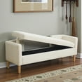 thumbnail image 2 of Tcbosik Upholstered Storage Bench, 65-Inch Soft Corduroy Bench with 2 Bolster Pillows and Solid Wood Legs - for Foot of Bed & Window Seat, 350lbs Weight Capacity, Ivory, 2 of 9