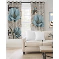 thumbnail image 2 of Teal Blue Tulips Blackout Curtains for Bedroom Living Room Darkening Curtains 84 Inch Length 2 Panels Set Spring Floral Barn Doors Vintage Wood Beige Window Curtain Window Treatment Drapes 42"x84", 2 of 9