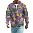 thumbnail image 5 of LNZGNM Mardi Gras Outfits for Men Quarter Zip Plus Size Carnival Graphic Printed Sweatshirt Stand Collar Long Sleeve Tops Novelty Carnival Outfits,Yellow 3XL, 5 of 7