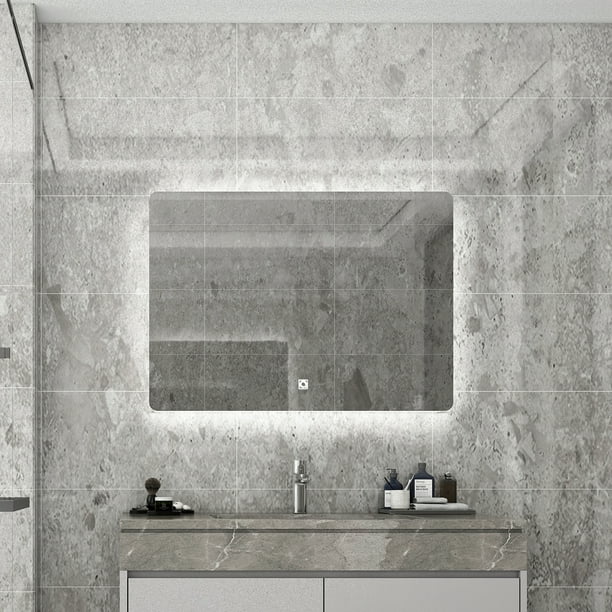 Led Bathroom Wall Mounted Backlit, Bathroom Mirror Installation Height