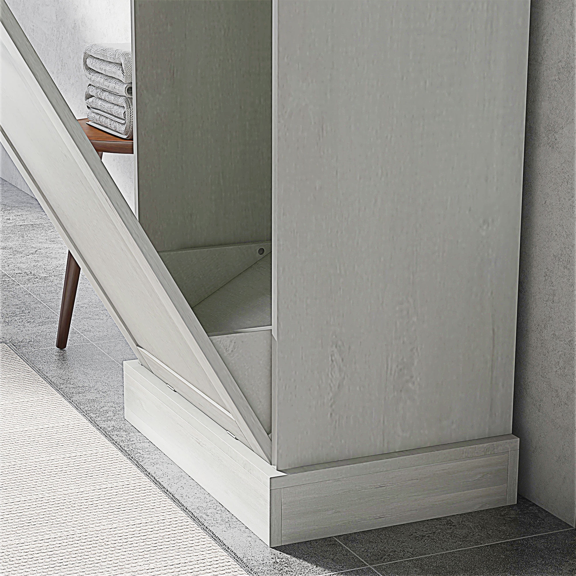 HOQBN Kitchen Tilt‑Out Trash Bin Cabinet, Multipurpose Storage Cabinet with Extra Drawer for Home Kitchen, Light Gray