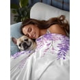 thumbnail image 3 of Spring Flowers Queen Size Flat Sheet, Wrinkleproof & Fadeproof Cooling Flat Bed Sheet Only, Purple Lavender Floral Modern Pastoral Breathable Soft Bedding Top Sheets 90 x 102 Inches, 3 of 8