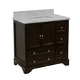 thumbnail image 4 of KBC Madison 36" Solid Wood Bathroom Vanity w/ Carrara Stone in Chocolate, 4 of 6
