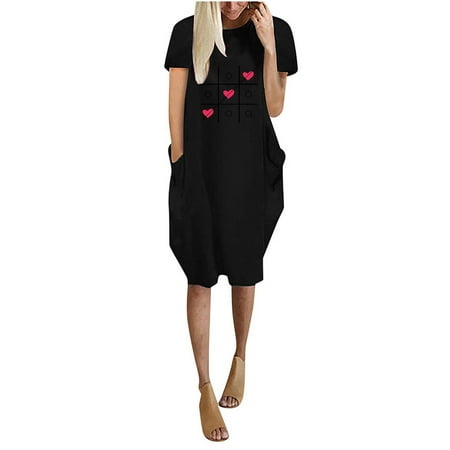 

Maternity Dress White Dress Women Women s Drees Love Printing Casual Pocket Short Sleeve O Neck Dress Dress for Women 2022 Prom Dresses for Women Homecoming Dresses on Clearance Black XL