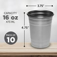 thumbnail image 5 of Stainless Steel Beer Cups 16 oz. Set of 10, Bulk Pack - Perfect for Corporate Parties, Indoor & Outdoor Events - Silver, 5 of 5
