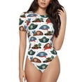 thumbnail image 1 of Lsque Chapeaux de Pirate Justaucorps à Manches Courtes Col Rond pour Femmes T-Shirts Basiques Hauts Grenouillère Adulte Mignon Pyjama-Grand, 1 of 7