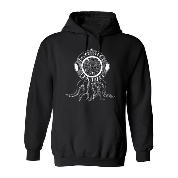 Octopus With Diving Helmet Hoodie Men -Image by Shutterstock, Male x-Large