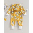 thumbnail image 4 of Liacowi Baby Girl Fall Jumpsuits Long Sleeve Floral Print Zip Up Hooded Rompers Newborn Winter Outfit, 4 of 9