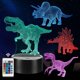 thumbnail image 1 of Luz nocturna de dinosaurio, lámpara de dinosaurio 3D, regalos con 16 cambios de color y control remoto, regalos para niños de 3 4 5 6 años en adelante, lámpara de noche (4 piezas), 1 of 5