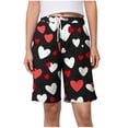 thumbnail image 2 of Xysaqa Plus Size Women's Heart Print Bermuda Shorts Knee Length Summer Drawstring Elastic Waist Casual Long Shorts Loose Comfy Lounge Running Yoga Shorts with Pockets 3X 4X 5X Clearance, 2 of 6