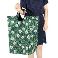 thumbnail image 4 of Yayeee Freestanding Laundry Hamper with Handle Collapsible Large Storage Basket for Clothes, Small White Flowers, 4 of 7