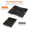 thumbnail image 3 of Lifewit Silverware Drawer Organizer, Expandable Utensil Tray for Kitchen, BPA Free Flatware and Cutlery Holder, Adjustable Plastic Storage for Spoons Forks Knives, 8.5"-14.1" x 12.1", Black, 3 of 9