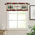 thumbnail image 7 of Merry Christmas Tree Kitchen Curtains and Valances Set, Red Plaid Xmas Garland Vintage Letter Rod Pocket Window Valance Window Curtain Panels for Living Room Bedroom Laundry, 27.5x24in, 3 Pieces, 7 of 7