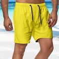thumbnail image 5 of KPOPLK Mens Swim Trunks Bathing Board Shorts Summer Vacation Beach Shorts Drawstring Hawaiian Shorts with Pockets Casual Swimwear Surfing(Yellow,M), 5 of 6
