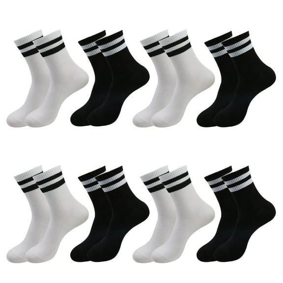 SPOKKI 8 Pairs Sports Socks Men Women Tennis Socks Women's Sneaker Socks Unisex Socks (Black and White) Hiking Socks Cotton Running Socks Suitable for Office Leisure and Sports, Black, white