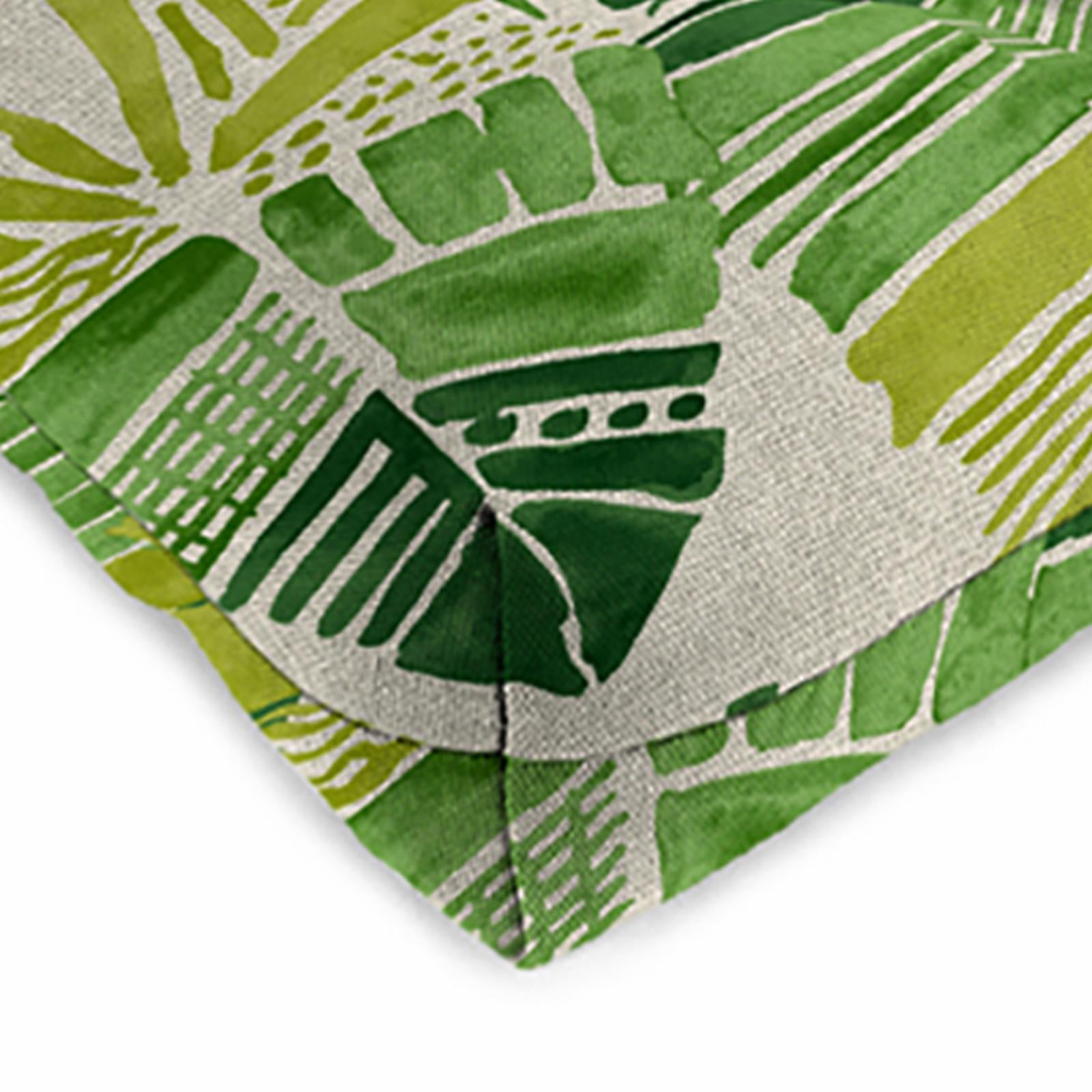 Jordan Manufacturing 3-Piece Hixon Sunset Beige Leaves Outdoor Cushion Set with 2 Wicker Chair Cushions and 1 Wicker Bench Cushion
