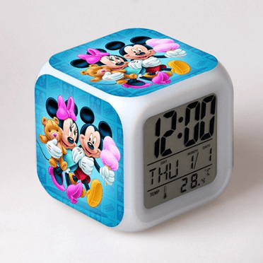 HANNTAOO LED Alarm Clock Mickey_Mouse Pattern Creative Desk Table Clock Glowing Electronic Colorful Digital Clock for Unisex Adults Girl Boy Kids Children Toy Birthday Present Gift HTNL#495