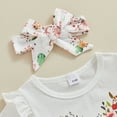 thumbnail image 5 of Bagilaanoe 3pcs Toddler Easter Outfits Baby Girl Pants Set Floral Short Sleeve T-Shirt Tops + Flare Trousers + Headband 6M 9M 12M 18M 24M 3T Kids Casual Clothes, 5 of 8