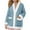 Light Blue, variant on Women Flannel Fuzzy House Coat Casual Sherpa Fleece Long Sleeve Button Hooded Pajama Jacket Loose Lightweight Winter Warm Loungewear