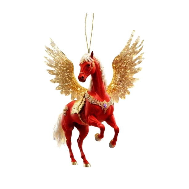 Colgante de caballo 2D acrílico realista, adorno navideño con lazo para colgar, ideal para amantes de la equitación.