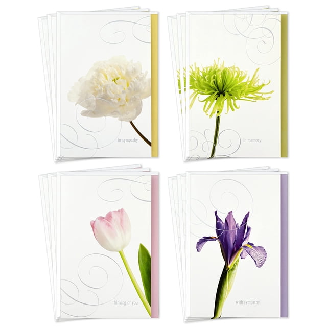 Tarjetas de condolencia Hallmark, 12 diseños florales, 13 x 18 cm