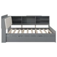 thumbnail image 6 of Noble House Arford Full Size Platform Bed with Trundle and Upholstered Storage Headboard, Solid Pine Wood, Gray, 6 of 12