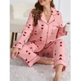 thumbnail image 2 of Women's Pajamas Set Comfy Cute Heart Printed Lounge Sets Two Piece Long Sleeve Pjs Soft Sleepwear, 2 of 5