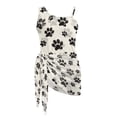 thumbnail image 7 of SEANATIVE Girls One-Piece Swimsuits with Mesh Cover-up Skirt One-Piece Bathing Suits Back Cutout Stylish Stretch Swimwear for Kids Teenagers, Size 13-14, Paw Pattern Cream White Black, 7 of 7