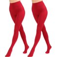 thumbnail image 3 of 2 Pairs Women's Solid Color Tights 80D, Soft Opaque Microfiber Tights, 3 of 4