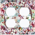 thumbnail image 3 of Metal Light Switch Plate Cover Lotus Pods Cotton Flower Teal Stripes FLW020, 3 of 13