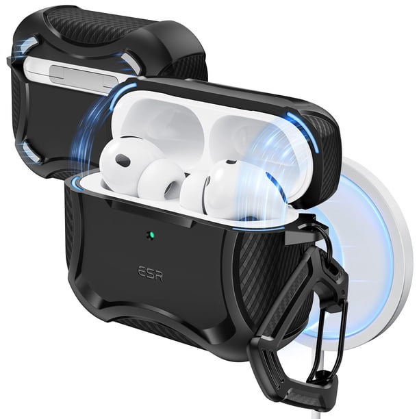 ESR para AirPods Pro 3 Case (2025), Compatible con Airpods Pro 3.ª Generación (Cable USB-C), Tapa Magnética, MagSafe Ready, Potente Protección contra Caídas, Cyber Series, Negro