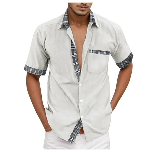 Jgppe Mens Dress Shirts Summer Short Sleeve Solid Color Button down Businss Shirts with Pocket Casual Workwear