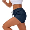 thumbnail image 4 of LEKWK Running Shorts for Women with Liner High Waisted Drawstring Shorts with Zipper Pockets Quick Dry Slim Fit Comfy Workout Shorts for Summer Athletic Gym Yoga, 4 of 9
