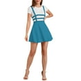 thumbnail image 2 of MODA NOVA Junior's Party Costume Elastic Waist Cut Out A Line Mini Suspender Skirt Lake Blue M, 2 of 5