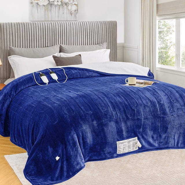 Couverture Chauffante greenoak Électrique Grand Lit 100x90 cm Bleu Mer