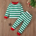 thumbnail image 2 of Odeerbi Toddler Boys Girls Fall Winter Outfits Christmas Striped Sweatsuits Cotton Tracksuit Kids Fashion Cute Long Sleeve Sweatshirt Sweatpants Suit Toddler Clothes Green, 2 of 9
