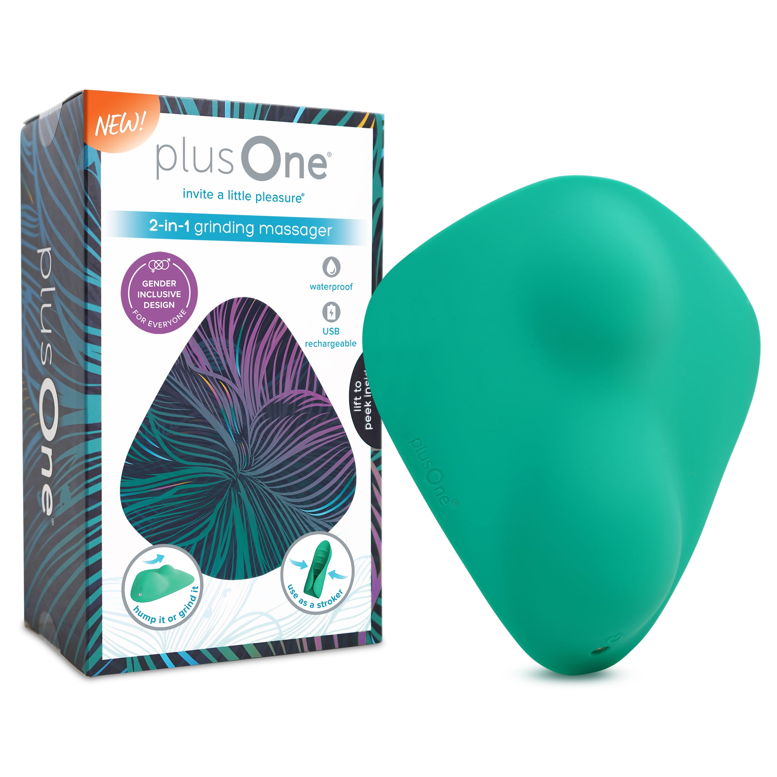 plusOne 2-in-1 Grinder Vibrator, Partner Play Toy, Doubles as a Penis Masturbator Stroker, Waterproof