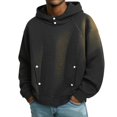thumbnail image 2 of Rhuody Mens Hoodies Round Neck Solid Color Long Sleeve Oversized Pullover Sweatshirt 5Xl Black, 2 of 4