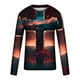 thumbnail image 5 of Blusas y camisas de manga larga con cuello redondo para hombre, blusa informal de manga larga con cuello redondo y estampado de rayas, blusa de poliéster para hombre, 5 of 5