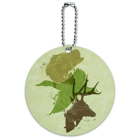 - Graphics and More Hunting Fishing Design Deer Duck Bass Trout Camo Round ID Card Luggage Tag