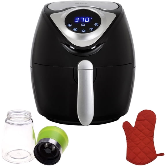 Deco Chef 3.7QT Electric Oil-Free Digital Air Fryer for Healthy Frying (DAIRFR) w/ Oven Mitt Heat Resistant and Spice Mill