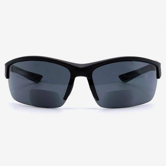 VITENZI Bifocal Sunglasses Semi Rimless Wraparound Readers for Reading Under the Terni Sun in Black 1.50